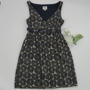 Milly black and beige floral dress size 4